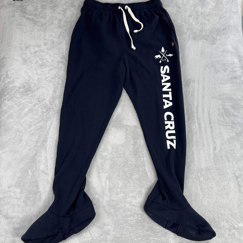 Feejays Surf Santa Cruz Footed Sweatpants L Navy Blue Mens Lounge Pajama Joggers